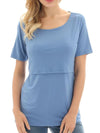 Maternity Women'S Simple Basic round Neck Maternity Nursing Tee, Comfort Soft Breathable Casual Crew Neck Short Sleeve Breastfeeding T-Shirt for Summer, Summer Outfits, Maternity Clothing for Daily Wear