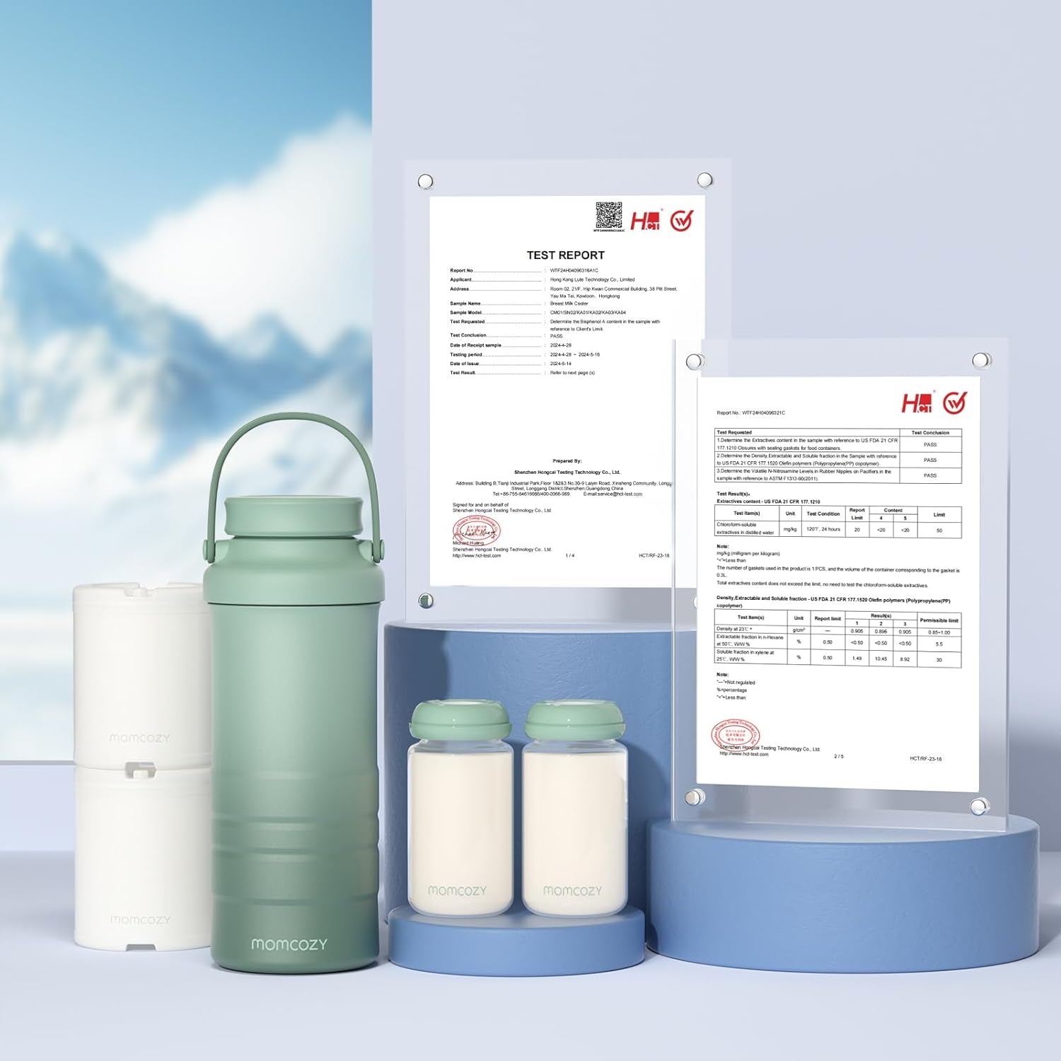 22Oz Portable Breast Milk Cooler for Outdoor, 360°Total Cooling for 24Hours, Larger Capacity Travel Breastmilk Chiller with 2Pcs Baby Bottles for Breastmilk Storage, Breastfeeding Essentials