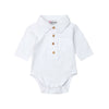 2019 Baby Summer Clothing Infant Baby Boy Gentleman Solid Formal Bodysuit Short Sleeve Turn down Collar Shirts Jumpsuit Set