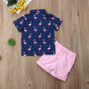 2019 Children Summer Clothing 2PCS Set Toddler Kid Baby Boy Flamingo Tops T-Shirt+Shorts Pants Outfits Short Sleeve Clothes 1-6T