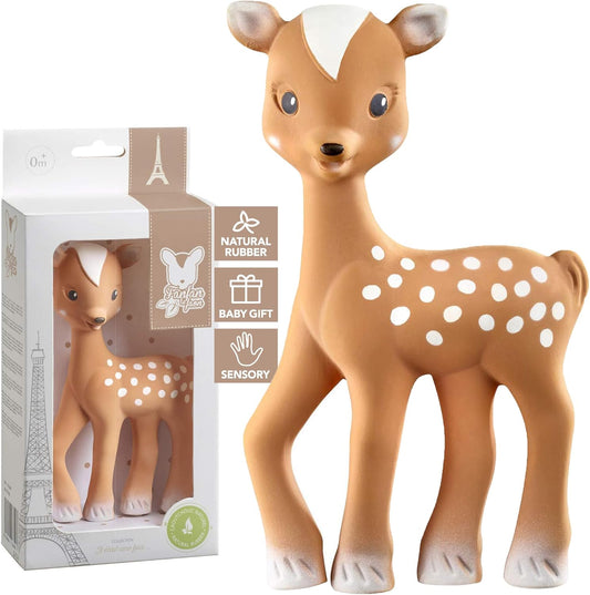 Fanfan the Fawn - 'S New Friend - Soft Natural Rubber - Bpa-Free Teething Toy for Babies from Birth