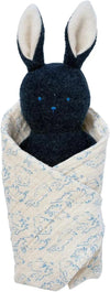 Embroidered Plush Bunny Baby Rattle + Soft Cotton Burp Cloth, 16 X 16 Inches