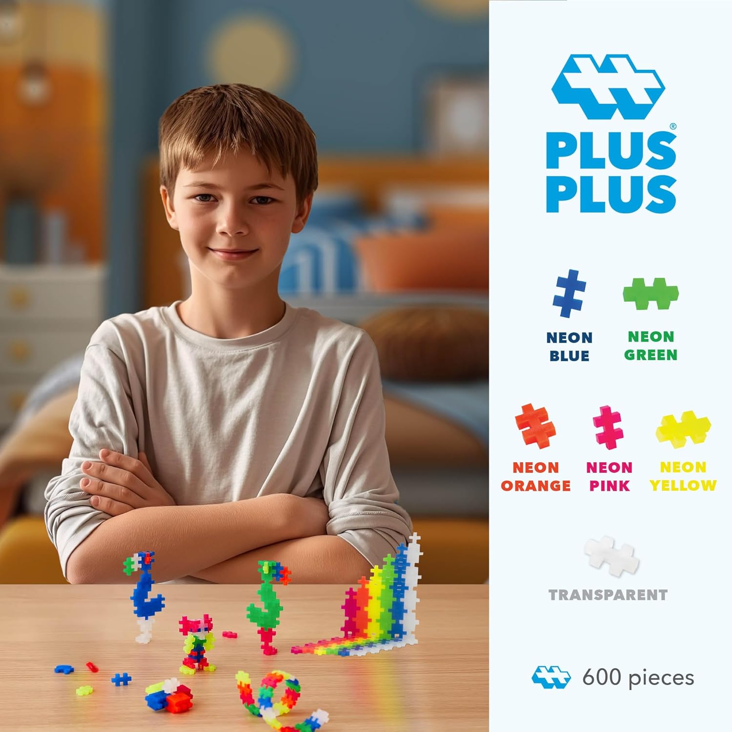 Plus-Plus 03311 600 Piece Neon Toy Set