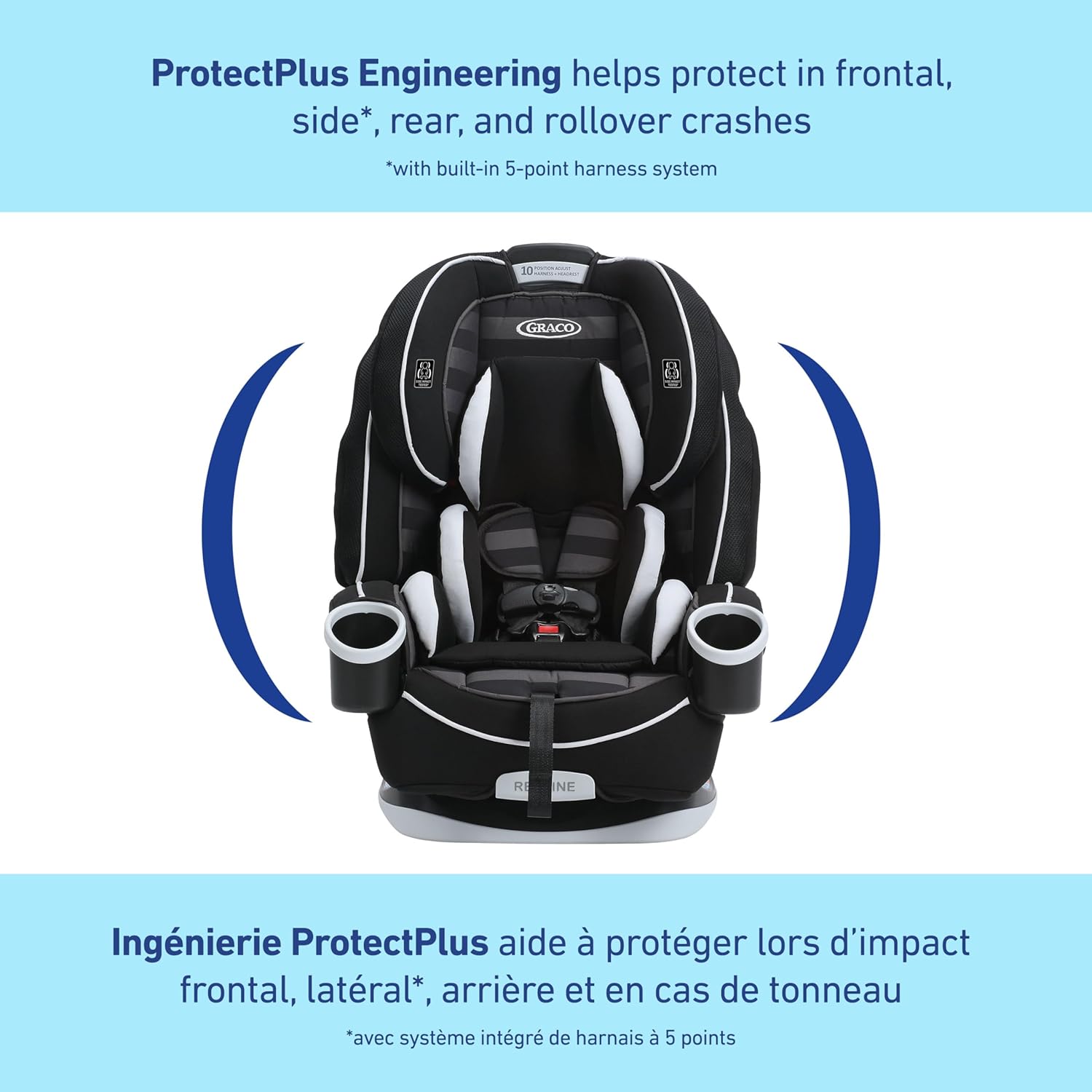4Ever All-In-One Convertible Car Seat, 4-In-1 Baby to Big Kid Car Seat from 1.8-54 Kg (4-120 Lb), Protectplus Engineered, Rockweave