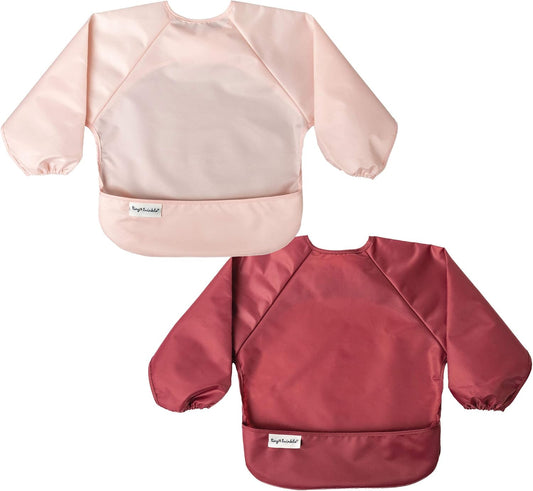 Mess Proof Baby Bib, 2 Pack Long Sleeve Bib Outfit, Waterproof Bibs for Toddlers, Machine Washable, Tug Proof