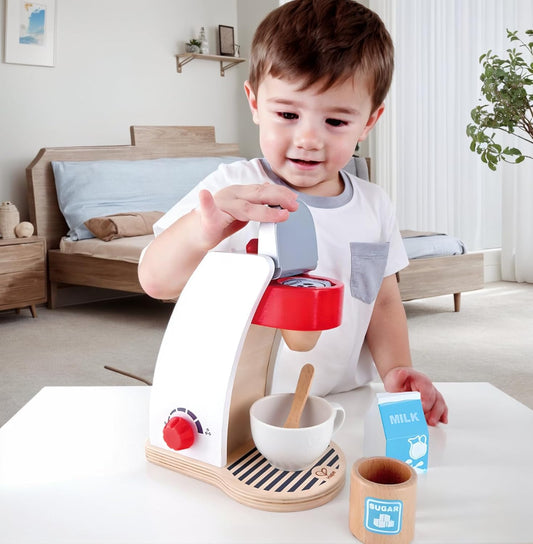International International My Coffee Machine Wooden Play Kitchen Set with Accessories (White)