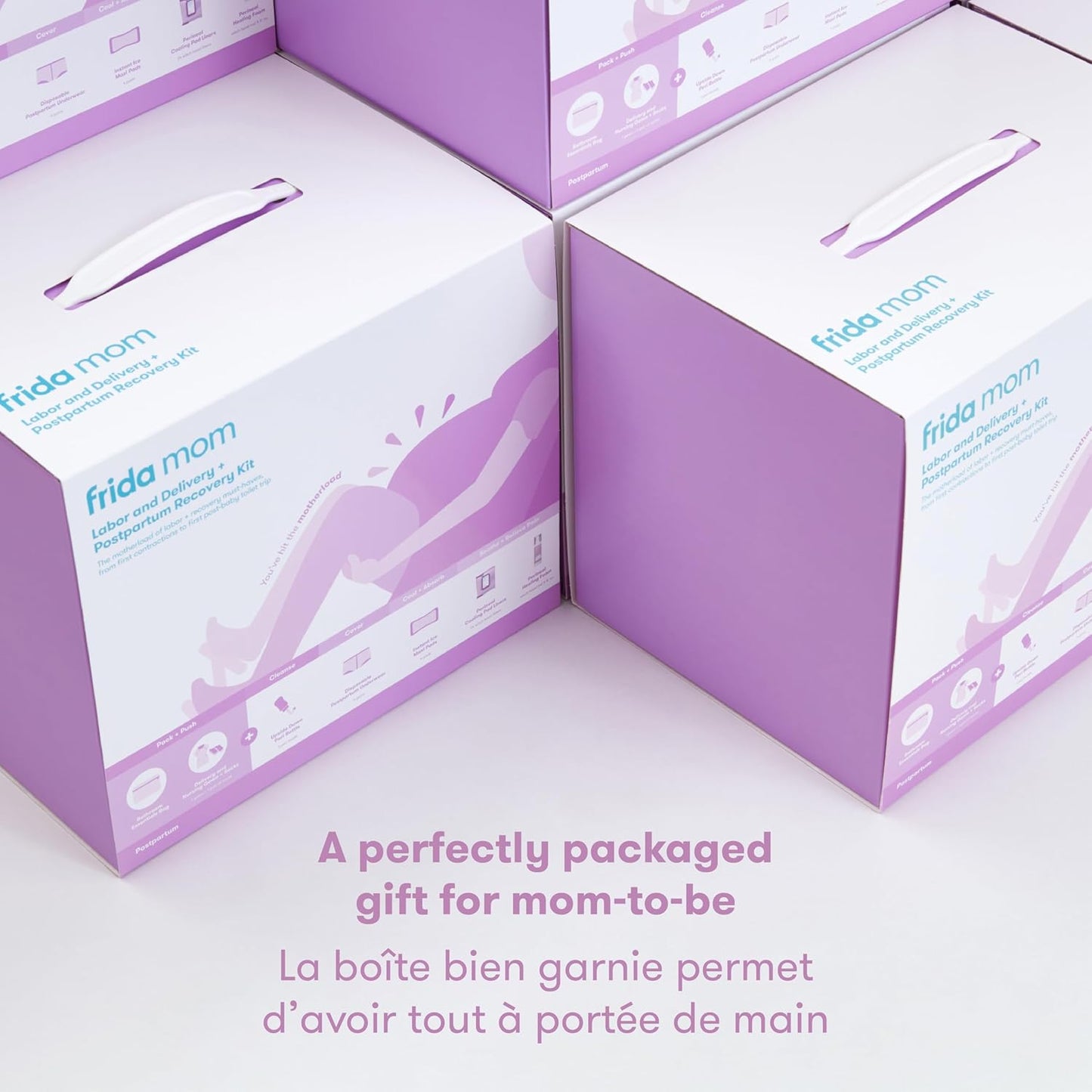 Frida Mom 15Pc Labor, Delivery, & Postpartum Kit Gift Set for Baby Showers & Mom to Be, Includes Peri Bottle, Nursing Gown, Disposable Underwear, Ice Maxi Pads, Pad Liners, Perineal Foam, Socks & Toiletry Bag