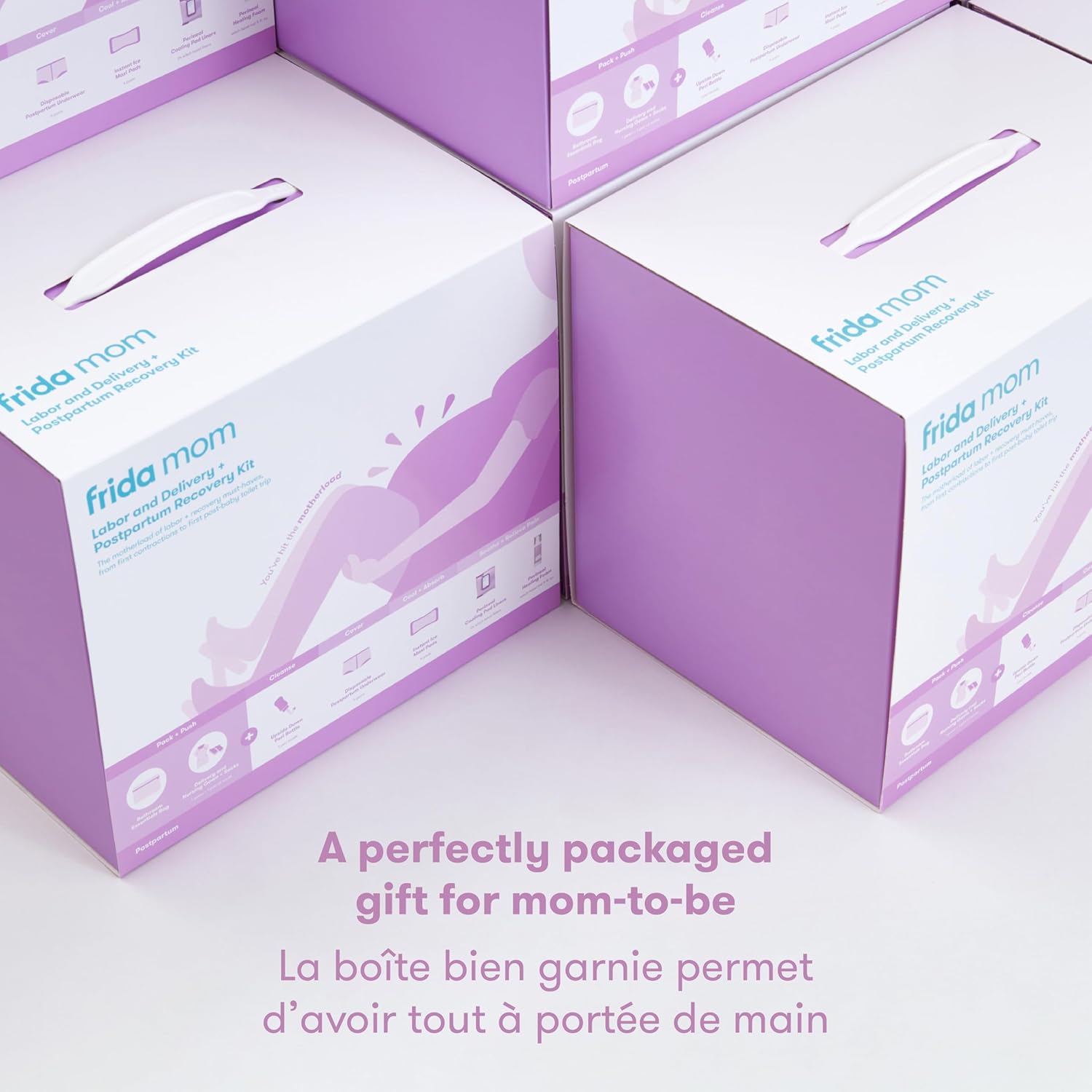 Frida Mom 15Pc Labor, Delivery, & Postpartum Kit Gift Set for Baby Showers & Mom to Be, Includes Peri Bottle, Nursing Gown, Disposable Underwear, Ice Maxi Pads, Pad Liners, Perineal Foam, Socks & Toiletry Bag