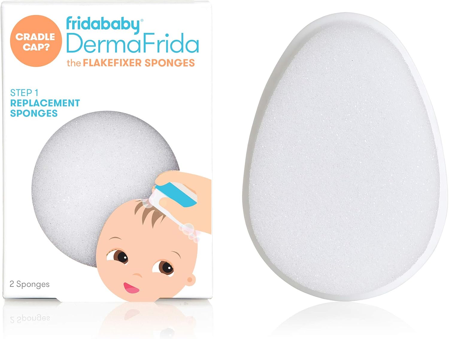 Fridababy Replacement Sponges for the 3-Step Cradle Cap System by Dermafrida the Flakefixer 2 Pack of Soft Sponges Work with the Flakefixer System(Sold Separately)