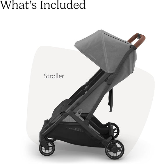 Minu Duo Side-By-Side Double Stroller - Lightweight + Compact Design for Travel - Easy Fold- from Birth to Toddler - Independent Recline -Greyson(Charcoal Mélange/Carbon Frame/Saddle Leather)