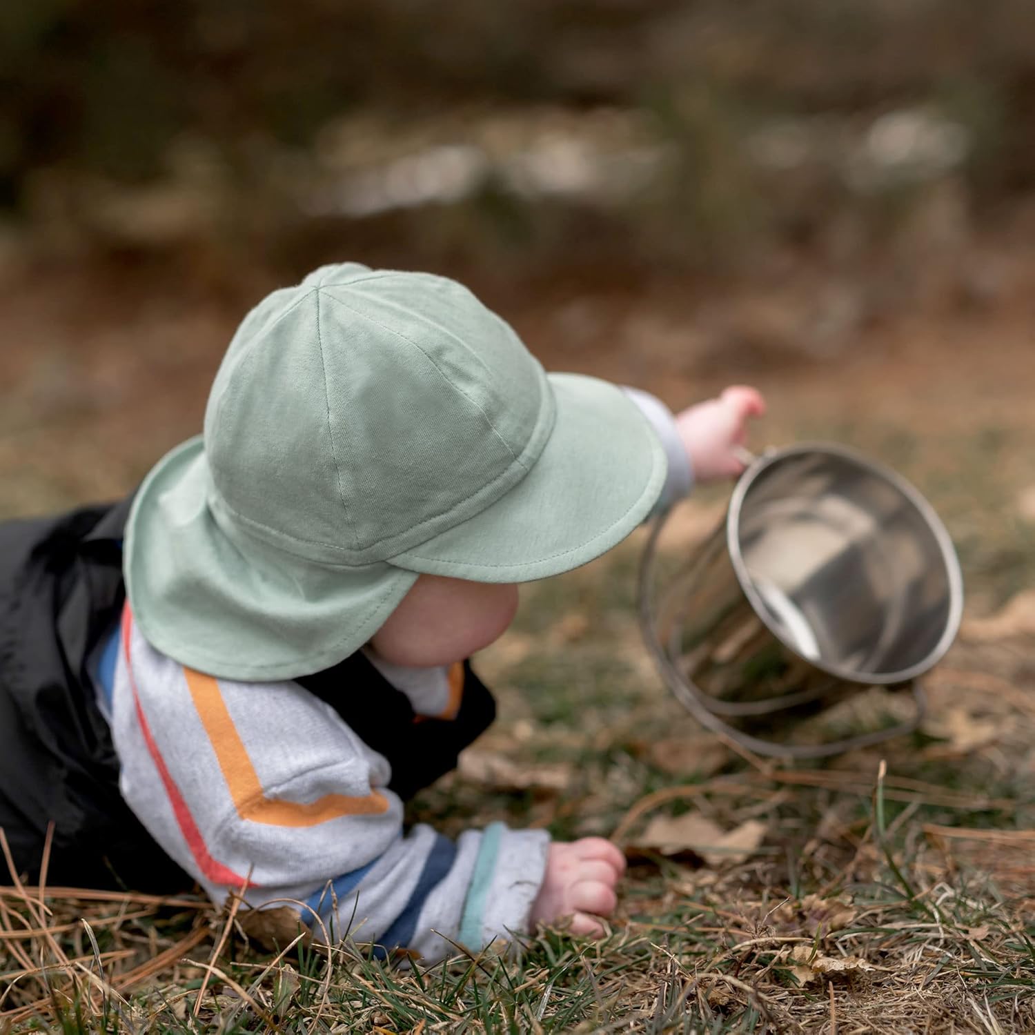 Neck Flap Sun-Hat for Baby Boys Girls, Tie with Strings