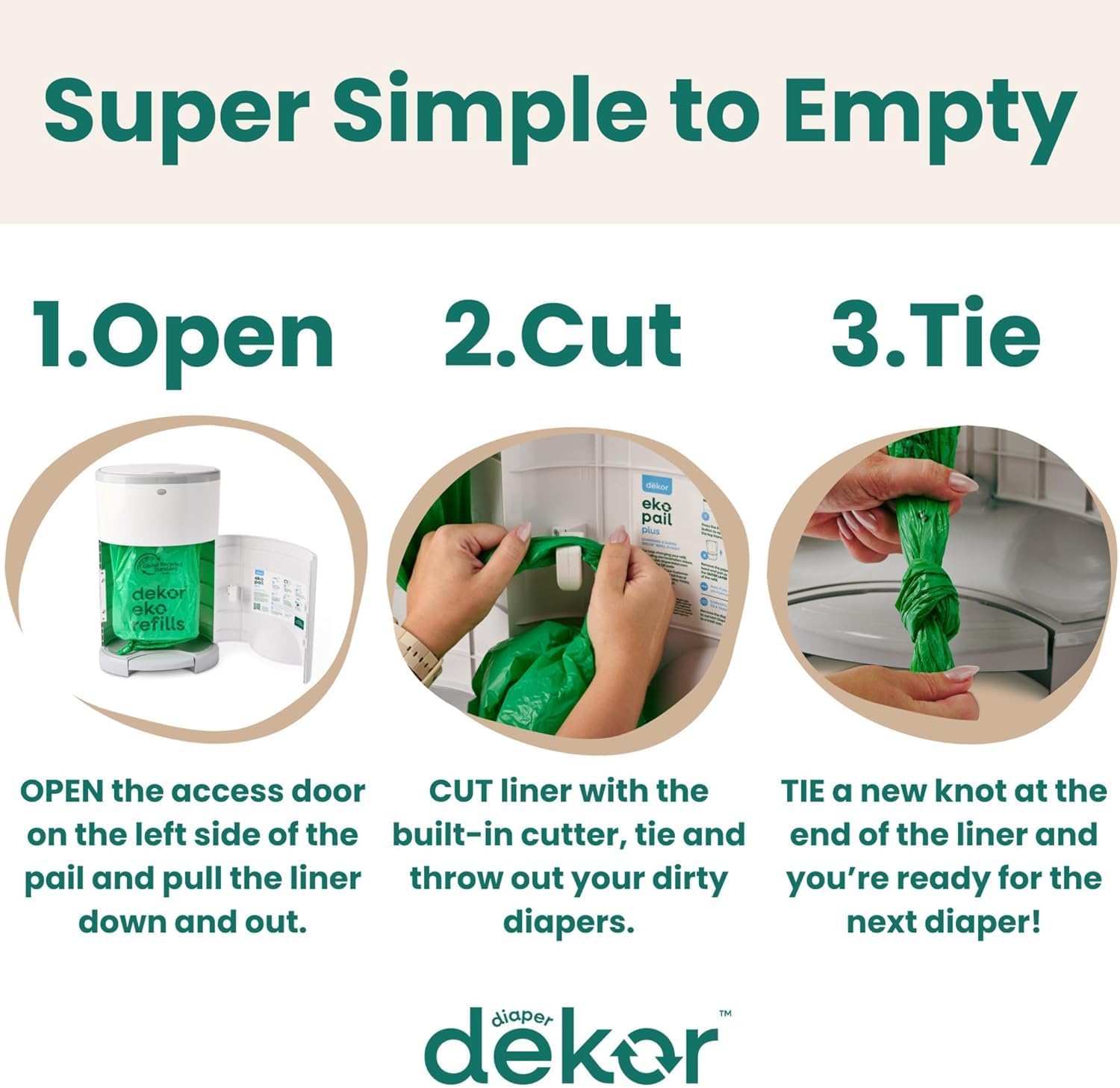 Diaper  plus Diaper Pail Refills | 4 Count Unscented | Exclusive End-Of-Liner Marking | Thick, Quick & Easy to Replace | Most Economical Refill System | for Original and Eko Style Pails