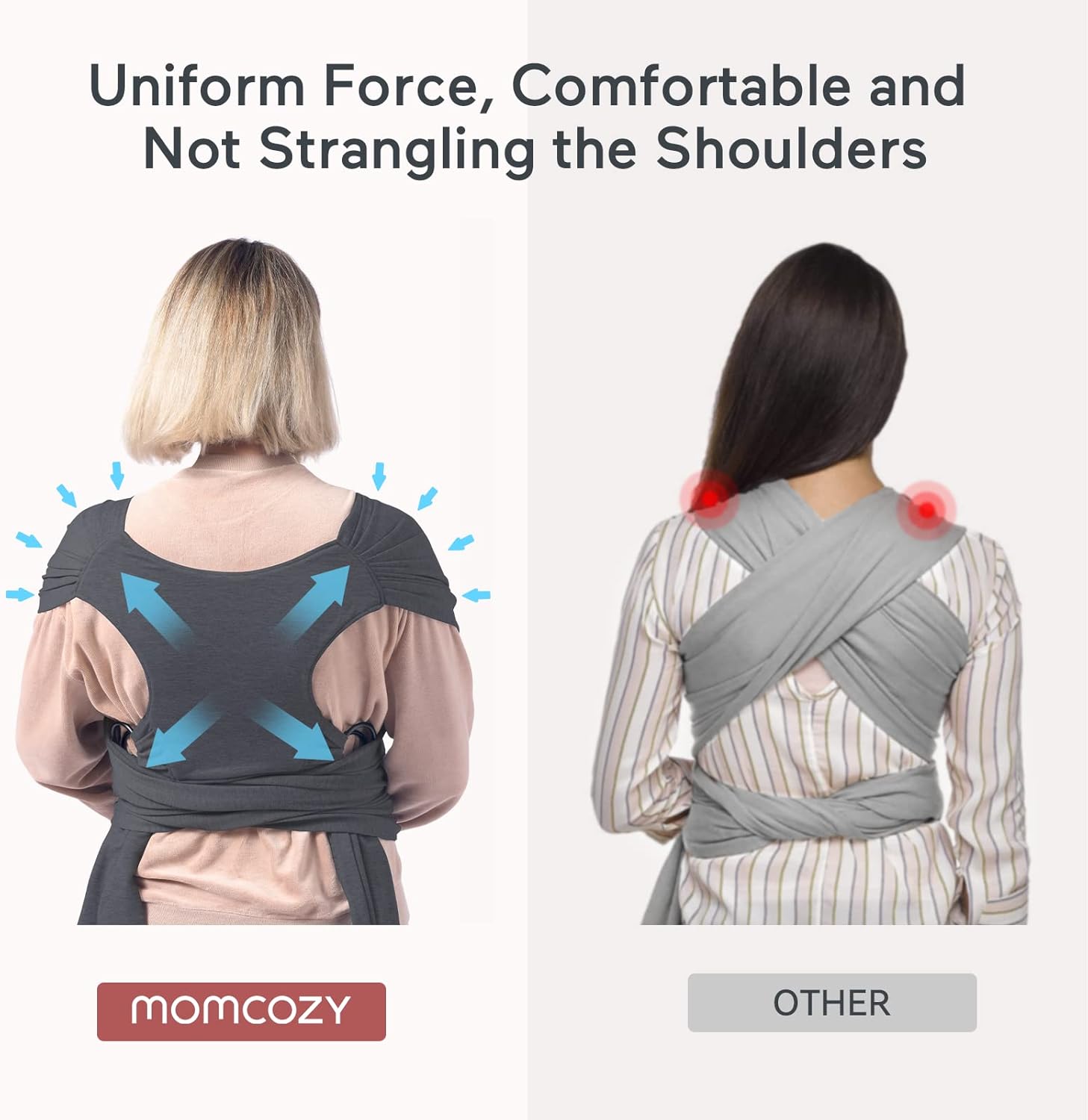 Baby Wrap Carrier Slings, Infant Carrier Slings for Newborn up to 50 Lbs, Baby Wrap Adjustable for Adult Fits Sizes XXS-XXL, Easy to Wear Baby Carriers, Ergonomic Front Facing/Back, Deep Grey