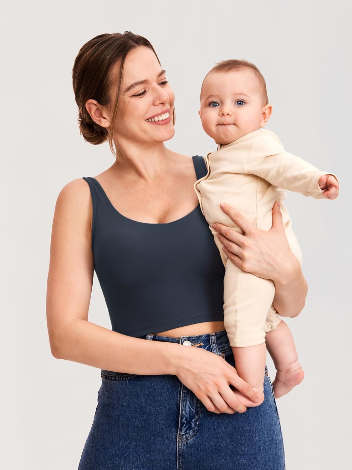 Women'S Nursing Bras Longline Sports Breastfeeding Bra V Neck Sleeveless Tank Top with Built in Bra