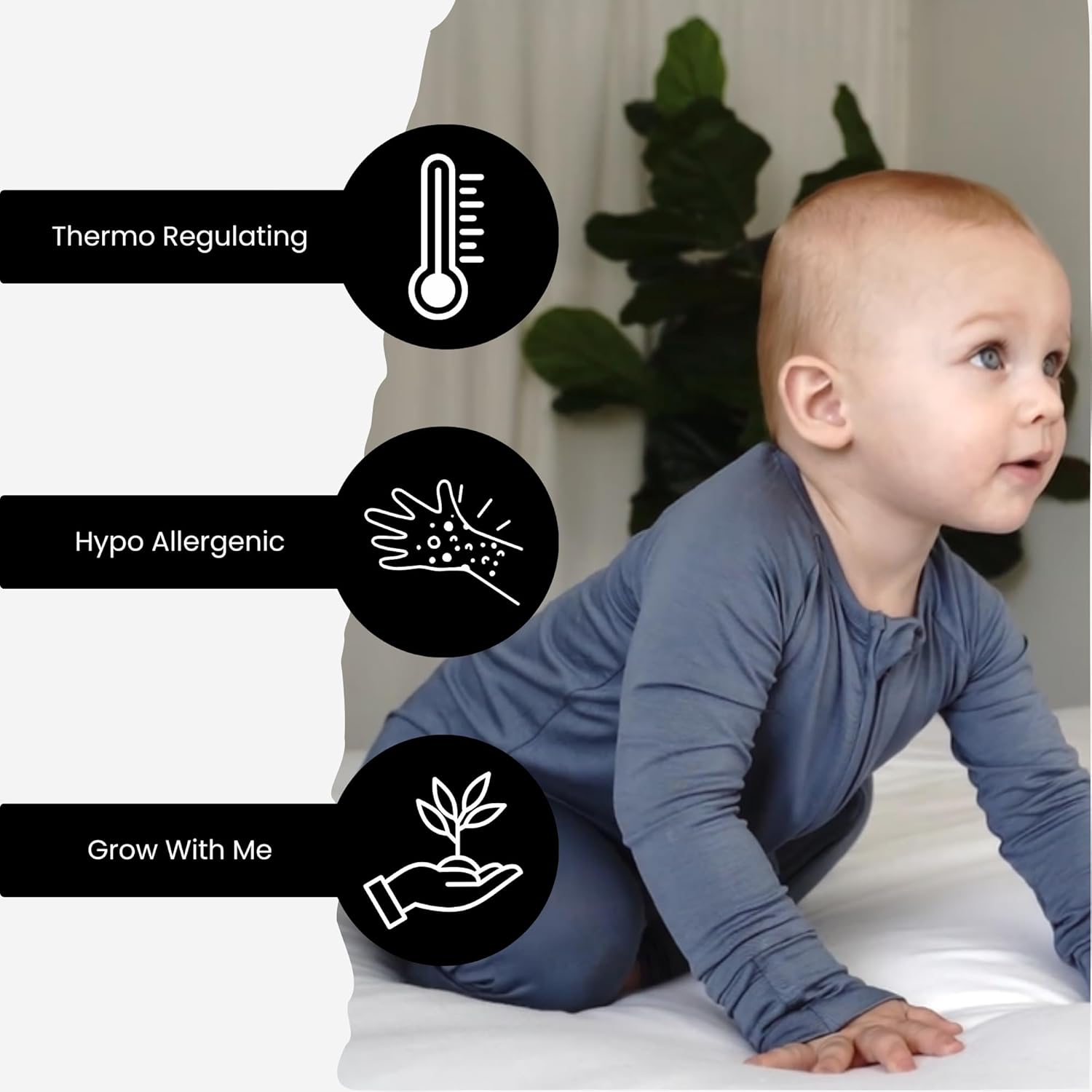 Viscose from Bamboo Sleeper Baby Pajamas, Convertible Gripped Footie with 2-Way Zipper, Ideal for Eczema
