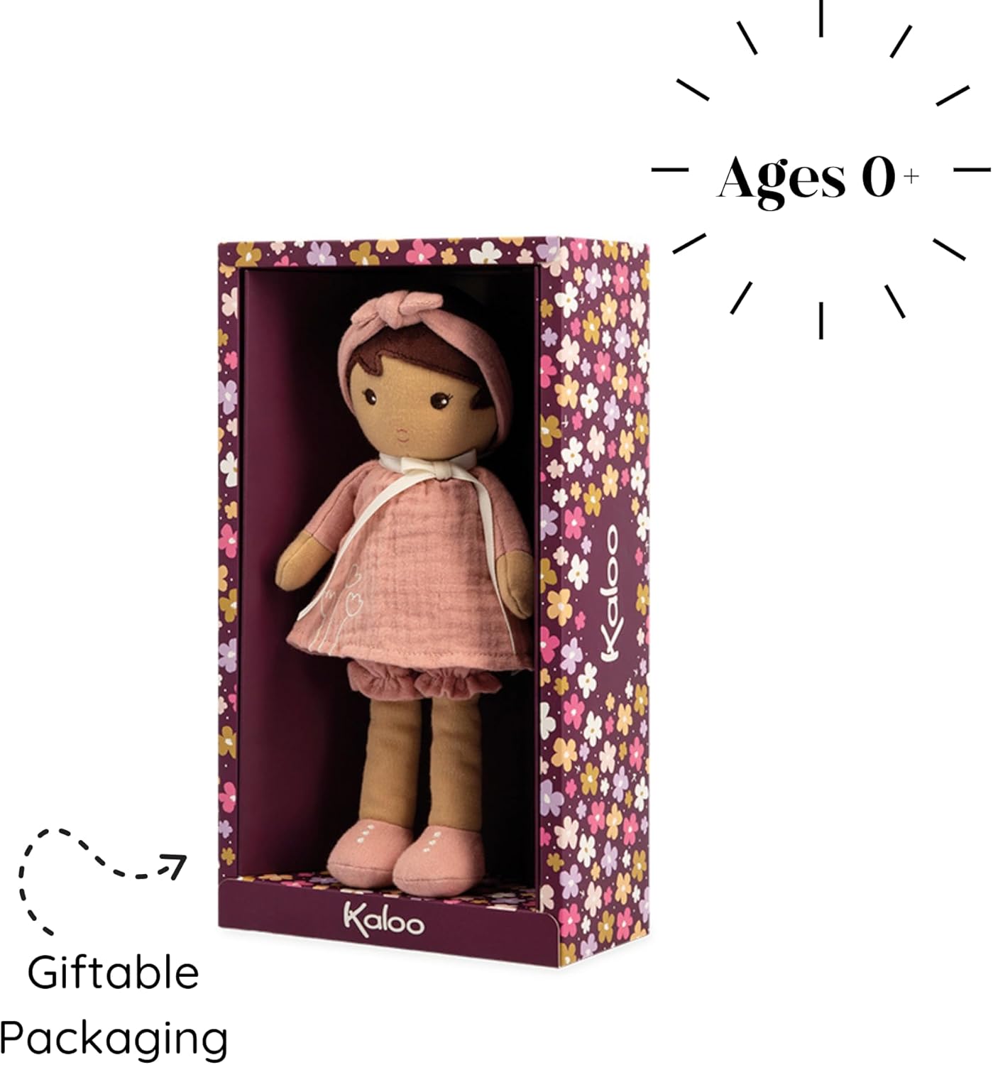 - My First Tendresse Doll Amandine 32 Cm - Polyester Soft Plush Toy for Babies and Girls - with Multilingual Gift Box - Pink - from Birth - K200005.