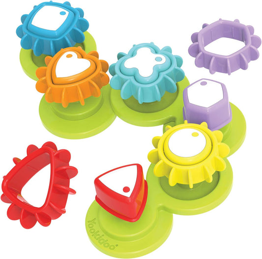 - Shape ‘N’ Spin Gear Sorter - Early STEM Imagination Toy – Matching and Spinning Shape Game BPA Free - 6 Geometric Colored Gears - for Babies and Toddlers from 1 to 3 Years Old - 40200