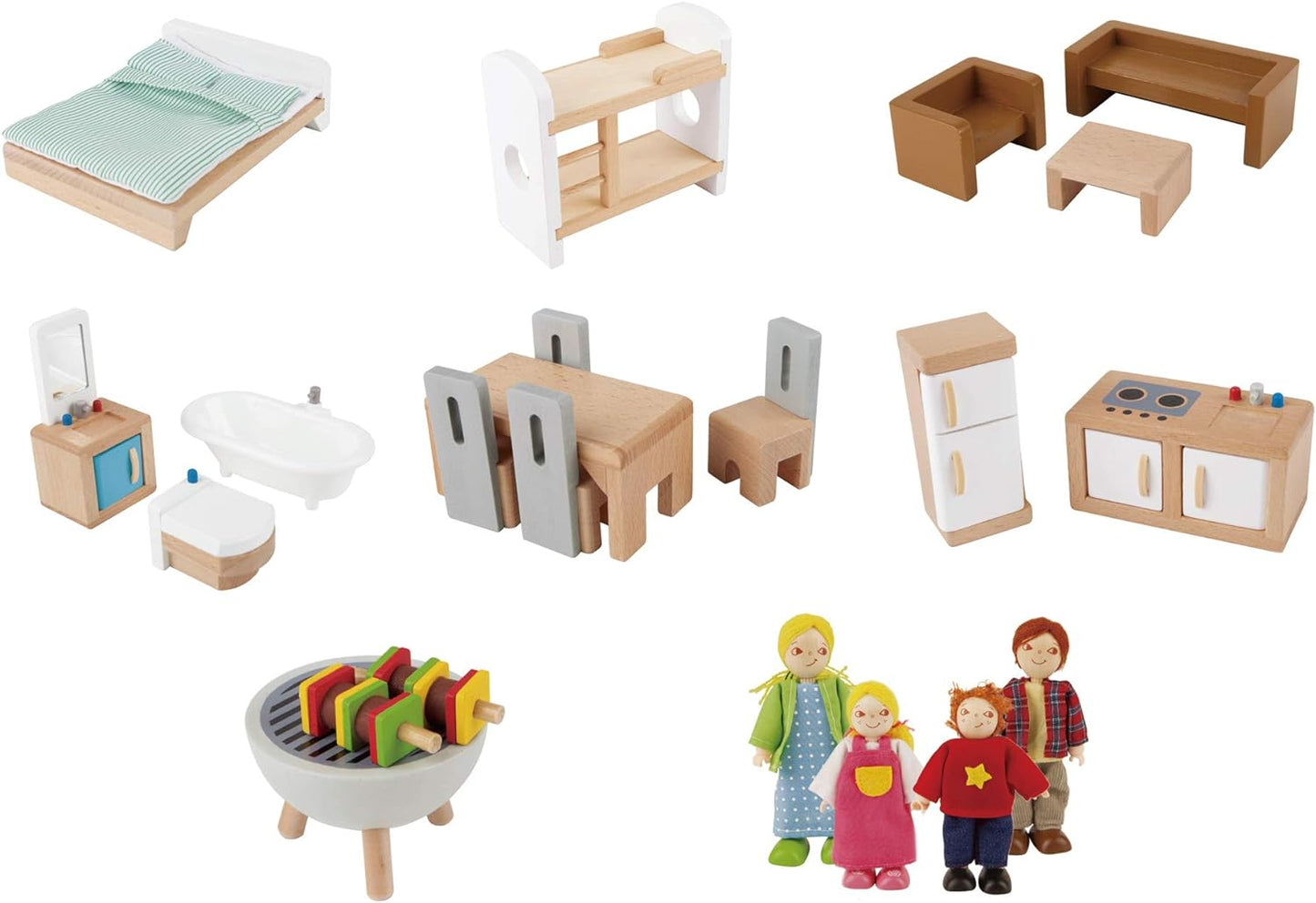 E3405 Kids Wooden Doll Family Mansion with Accessories