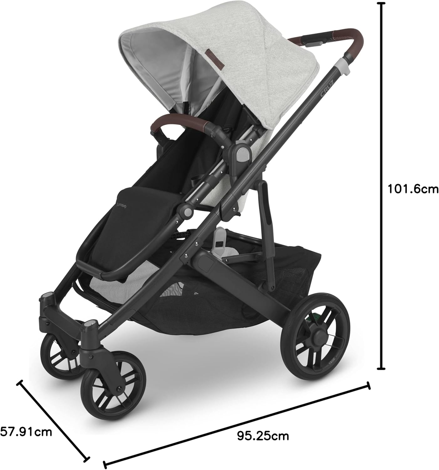 CRUZ V2 Stroller - ANTHONY (White and Grey Chenille with Carbon Chassis)