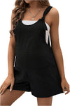 Women'S Maternity Tie Knot Wide Strap Suspender Overall Shorts Jumpsuit Sleeveless Romper with Pocket