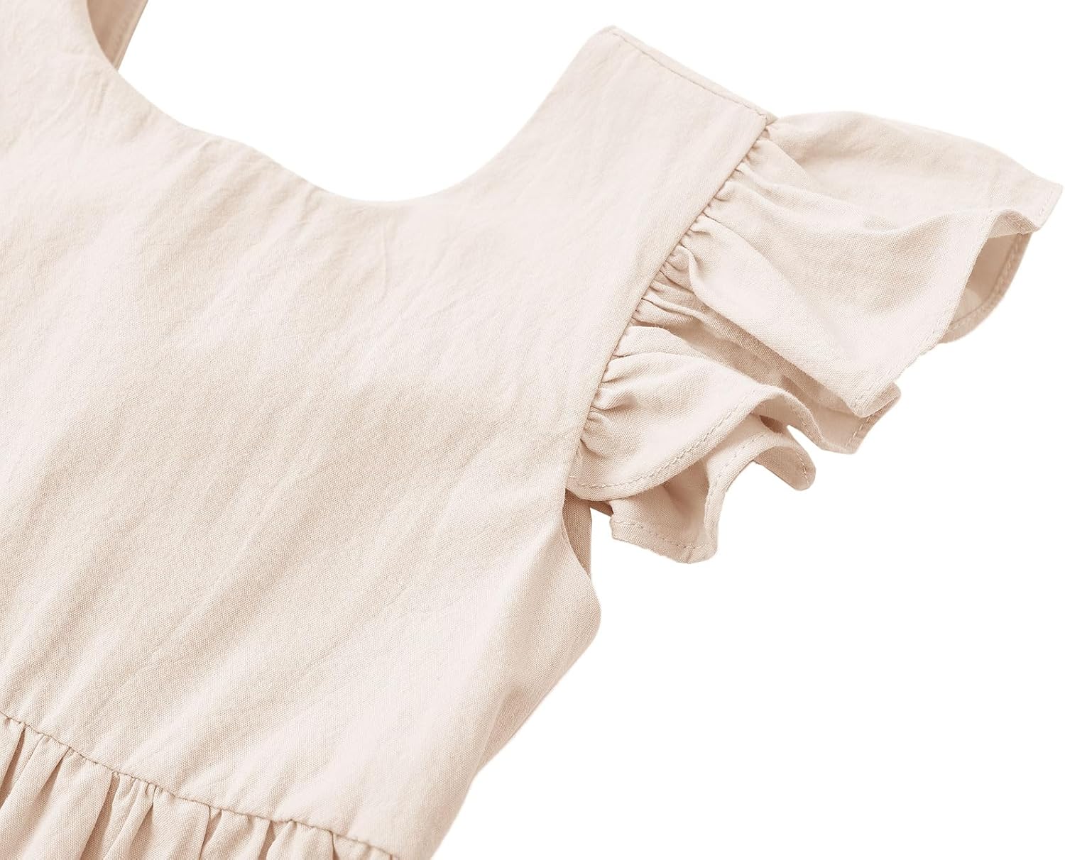 Toddler Girls Dress Cotton Linen Ruffle Backless Sleeveless Kids Casual Party Dresses