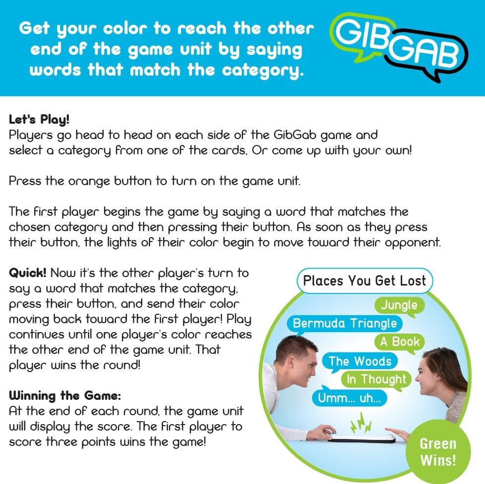 Gibgab - Fast-Paced Trivia Party Game for Kids & Adults, 2 Players