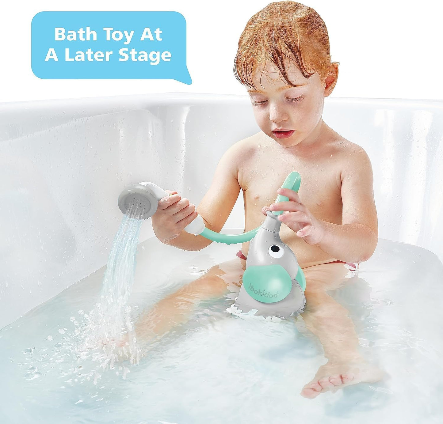 - Elephant Baby Bath Shower Head - Teal - Suitable for Newborns, Infants, and Toddlers - Can Be Used as a Bath Toy - Compact and Portable - from Birth – 40212