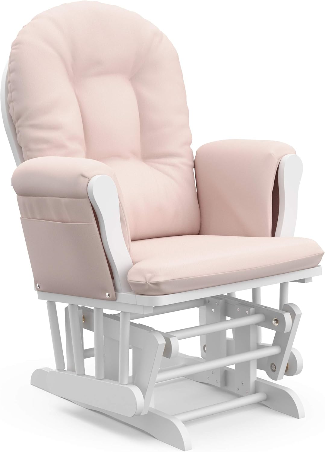 Hoop Glider and Ottoman, White/Pink