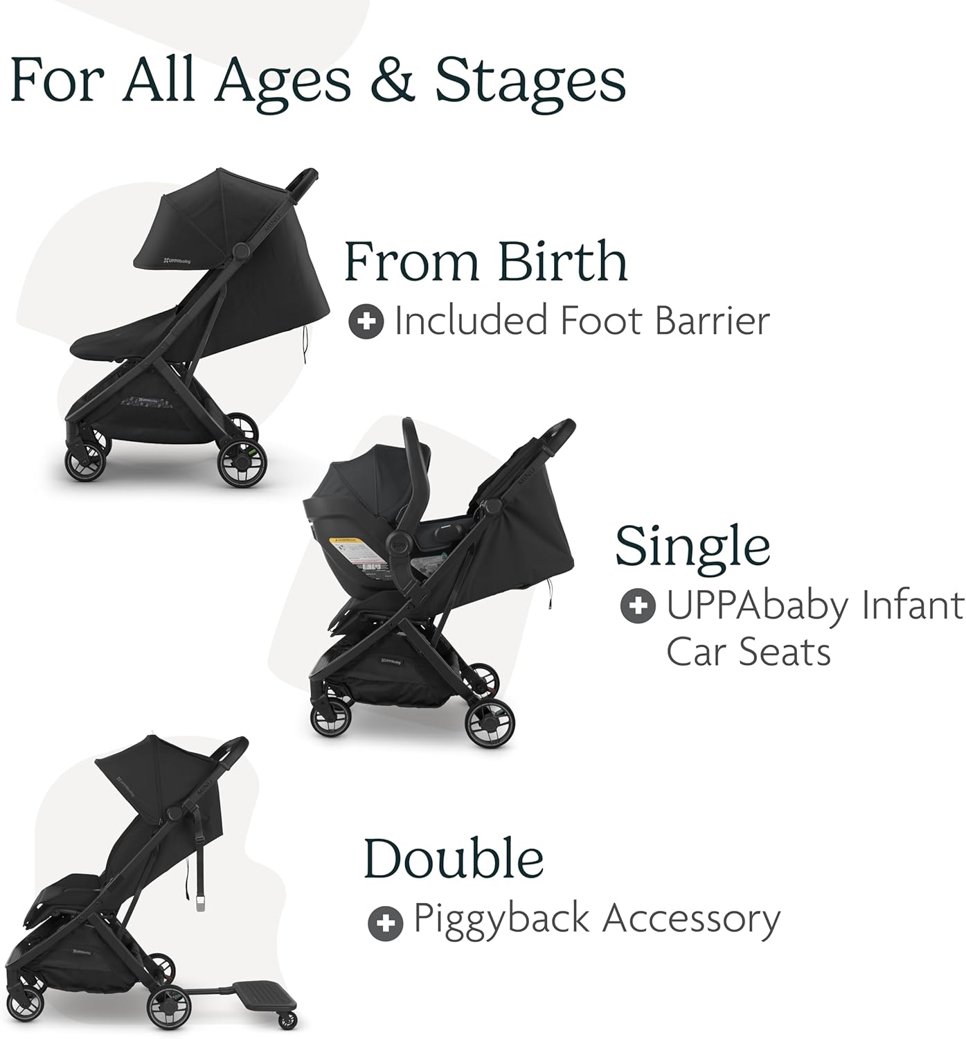 Minu V3 Travel Stroller | Lightweight + Compact Design | One-Hand Fold + Unfold | from Birth + Overhead Compatible | Savannah (Pearl Gray Mélange/Carbon Frame/Chestnut Leather)