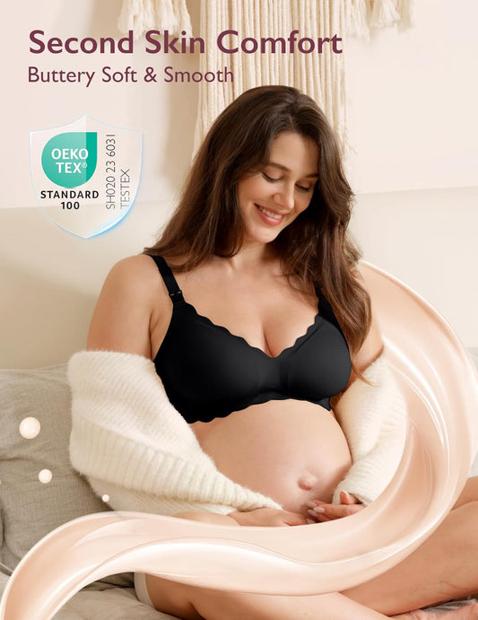 Nursing Bras for Breastfeeding, Jelly Strip Support Comfort Maternity Bra, Seamless Soft Wirefree Pregnancy Bra