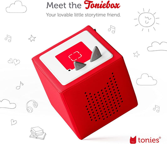 Toniebox Audio Player Starter Set with Bilingual Playtime Puppy - Listen, Learn, and Play with One Huggable Little Box - Red [English/French]