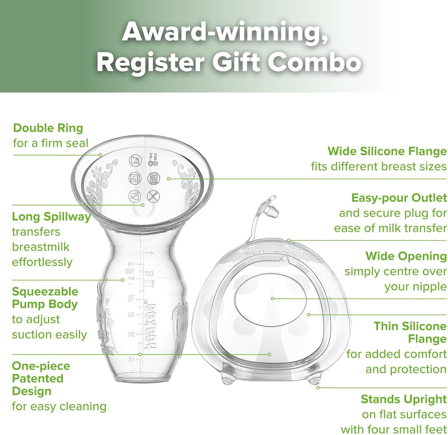 Manual Breast Pump 4Oz/100Ml and Ladybug Milk Collector 2.5Oz/75Ml Combo for Breastfeeding, Made of Food Grade Silicone