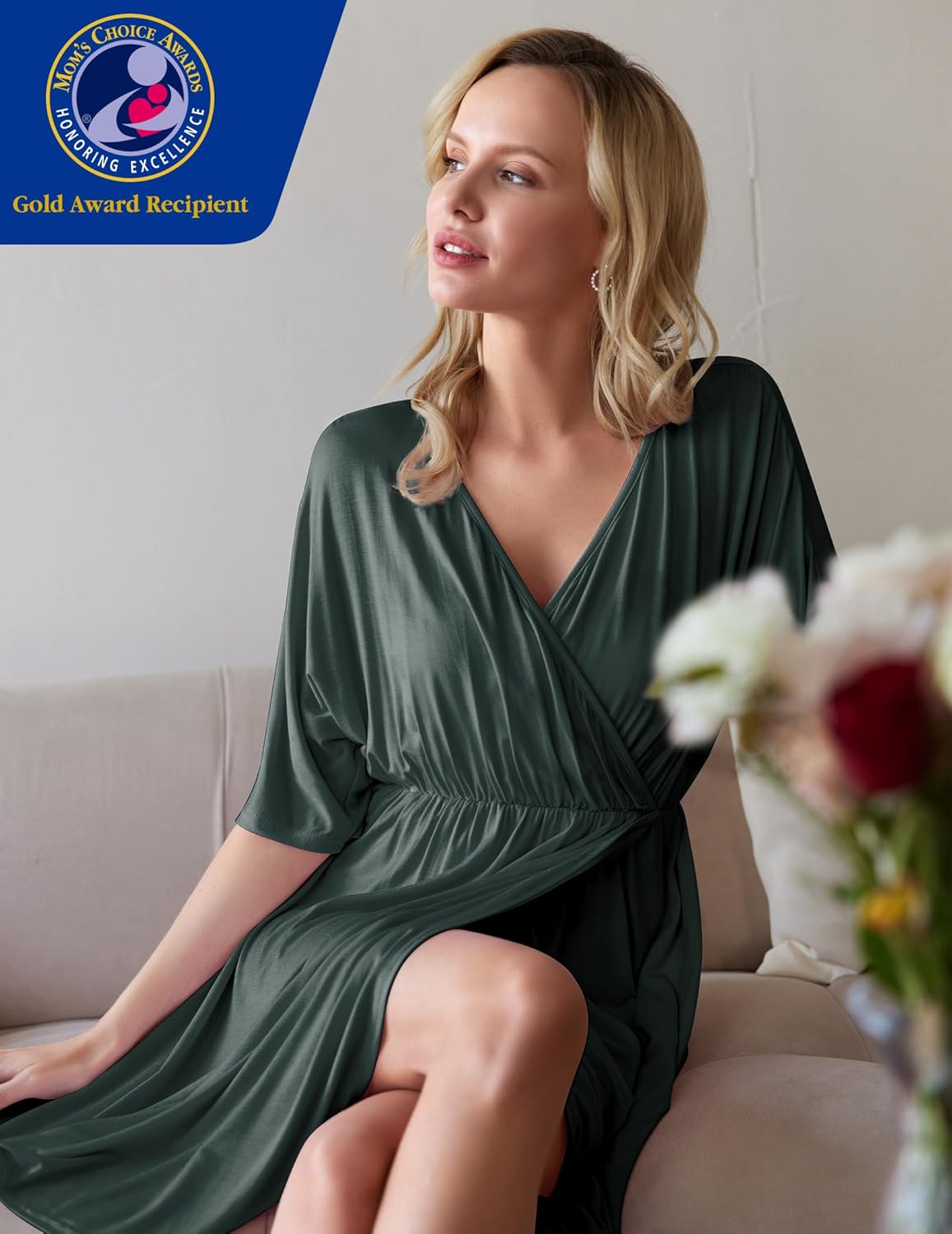 3 in 1 Labor/Delivery/Hospital Gown Maternity Dress Nursing Nightgown Sleepwear for Breastfeeding