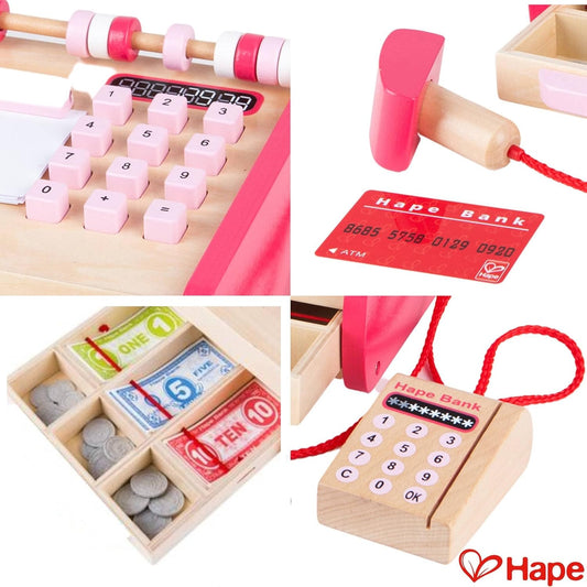 Checkout Wooden Register Pretend & Play Role Play Set with Accessories