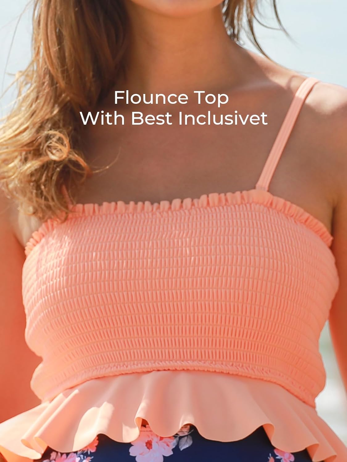 Maternity High Waist Swimsuit Ruffle Hem Bikini Bathing Suit Shirred Bandeau Two Piece Pregnancy Swimwear