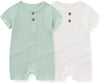 Unisex Short Sleeve Baby Romper 2 Pack Cotton Solid Infant Boy Girl Jumpsuits Soft New Born Clothes