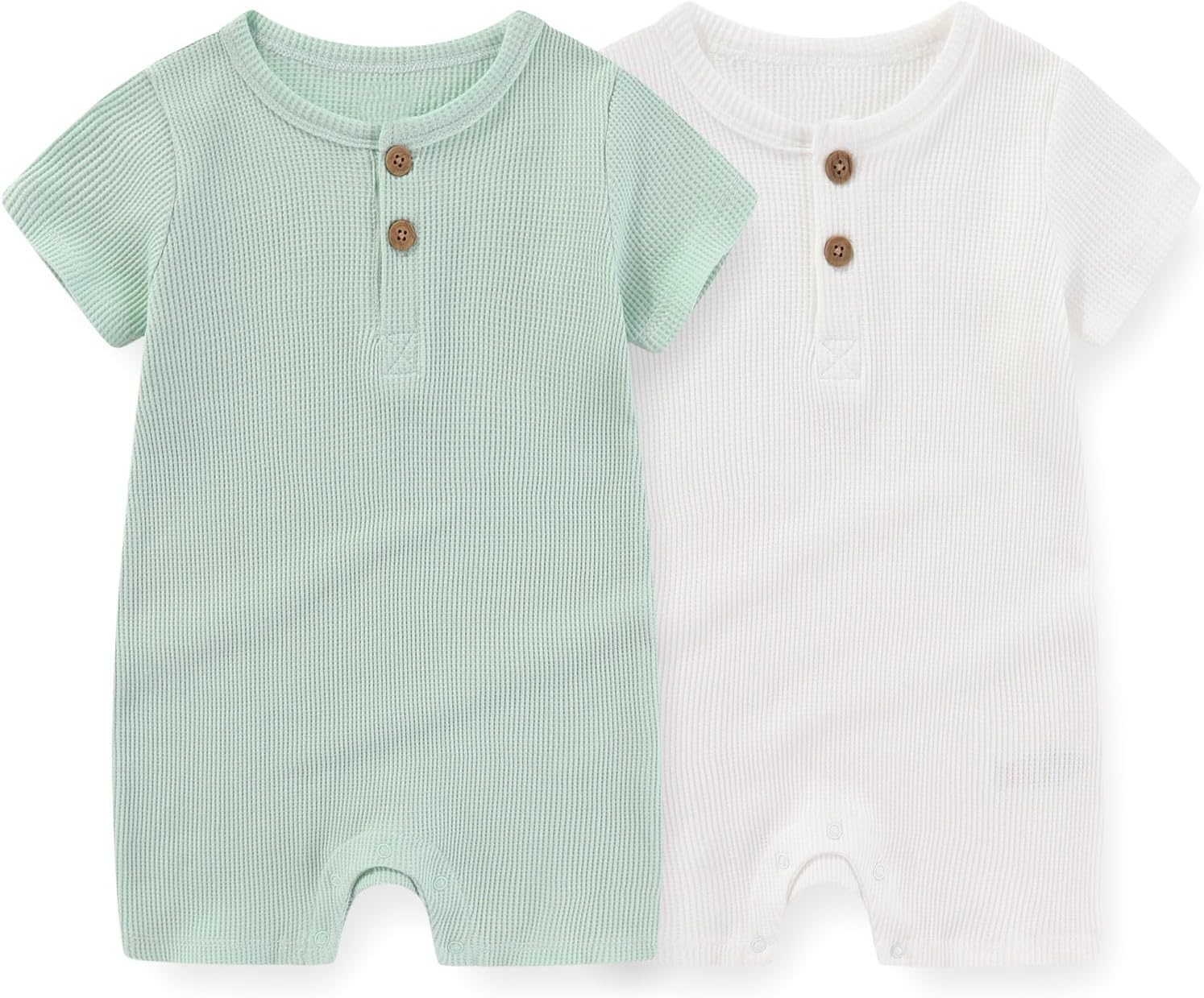 Unisex Short Sleeve Baby Romper 2 Pack Cotton Solid Infant Boy Girl Jumpsuits Soft New Born Clothes