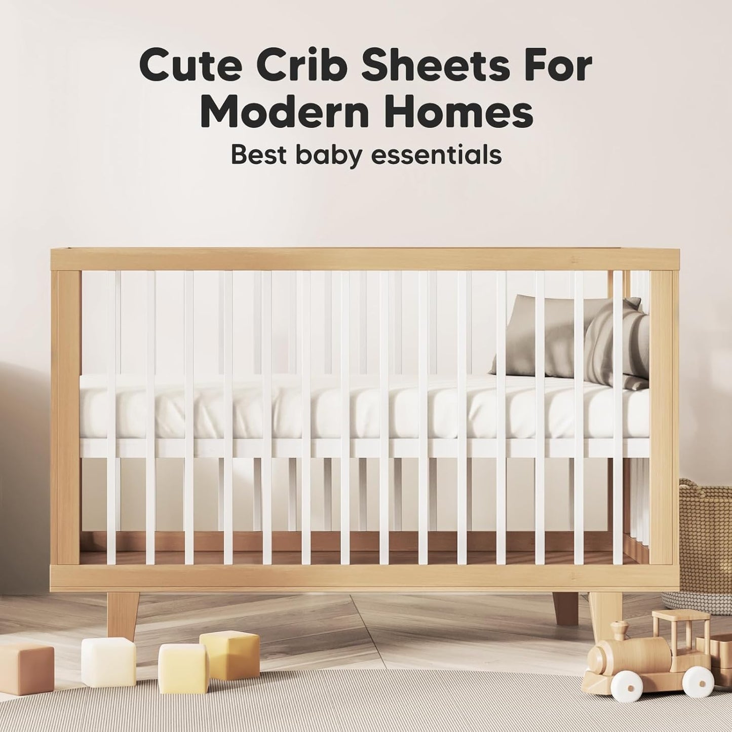 2-Pack Bamboo Viscose Crib Sheets for Boys, Girls - Fitted Crib Sheet, Organic Baby Crib Sheets Neutral,Crib Mattress Sheet, Toddler Bed Sheets,Baby Sheets for Crib,Unisex Crib Fitted Sheet (Khaki)
