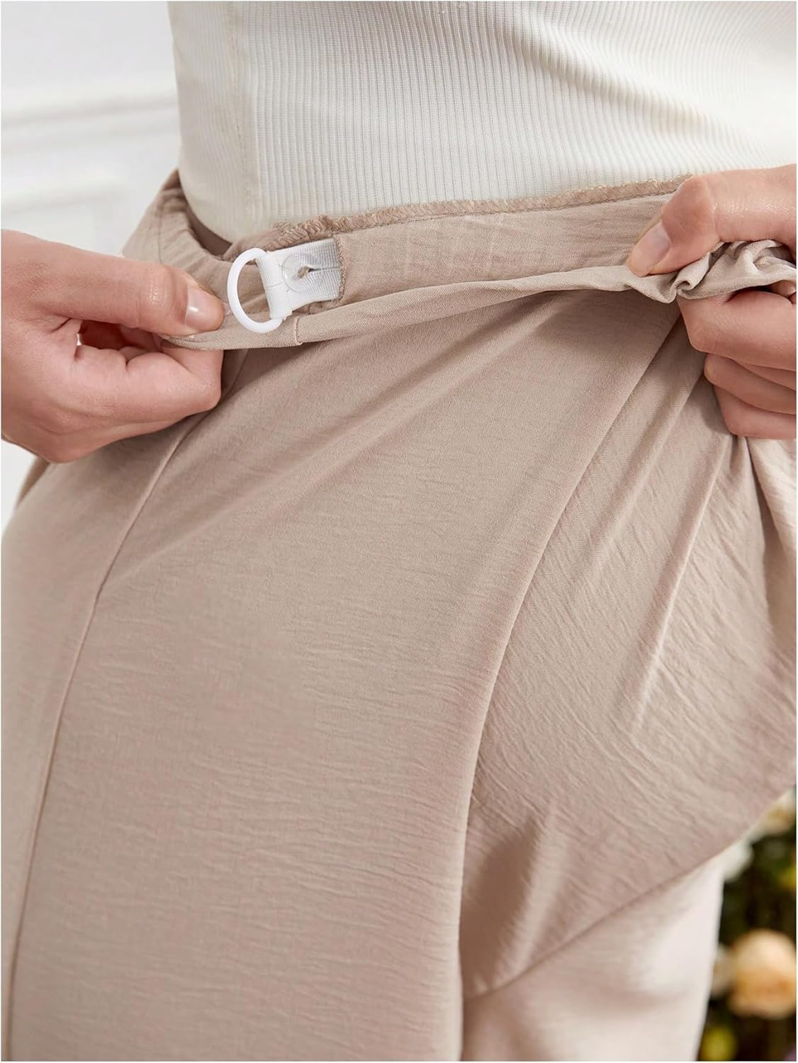 Women'S Maternity Wide Leg Palazzo Pants Drawstring Elastic Waist Loose Fit Flowy Long Pants