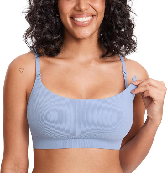 Women'S Nursing Bras Ribbed Seamless Bralettes Support Sports Bra Wireless Maternity Breastfeeding Bra Sleep