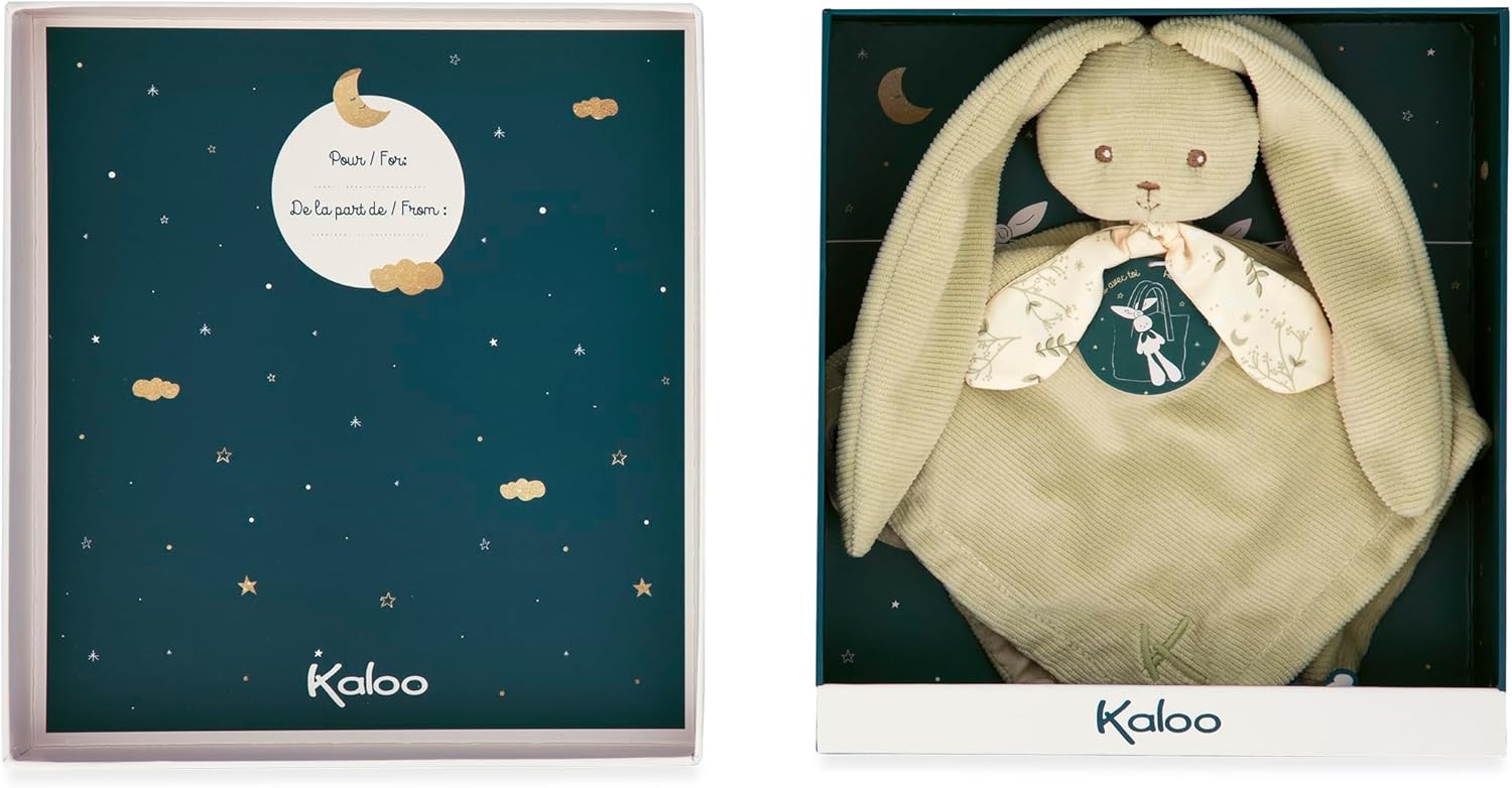 - Square Doudou Rabbit Green - Lapinoo - Soft Polyester and Micro-Velvet Baby Comfort Blankie - Early Development Toy - from Birth - K218016.
