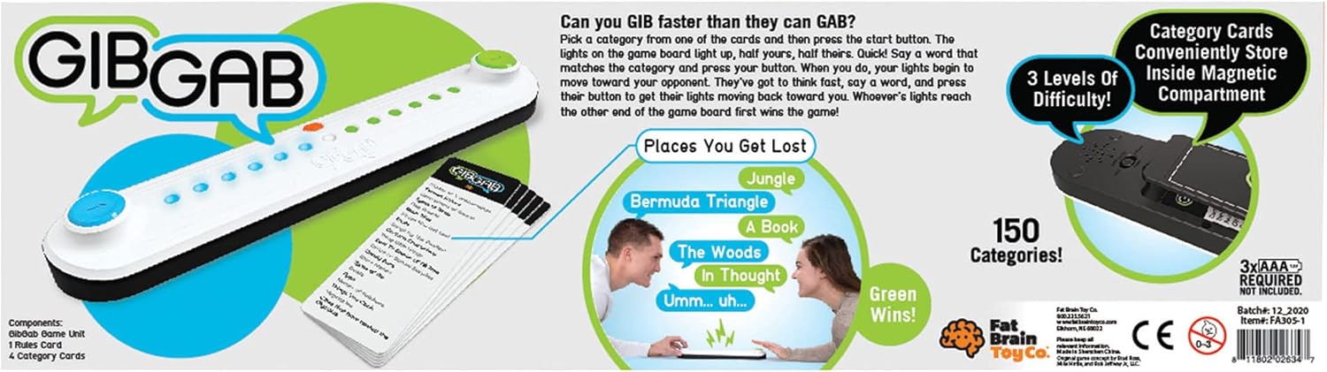 Gibgab - Fast-Paced Trivia Party Game for Kids & Adults, 2 Players