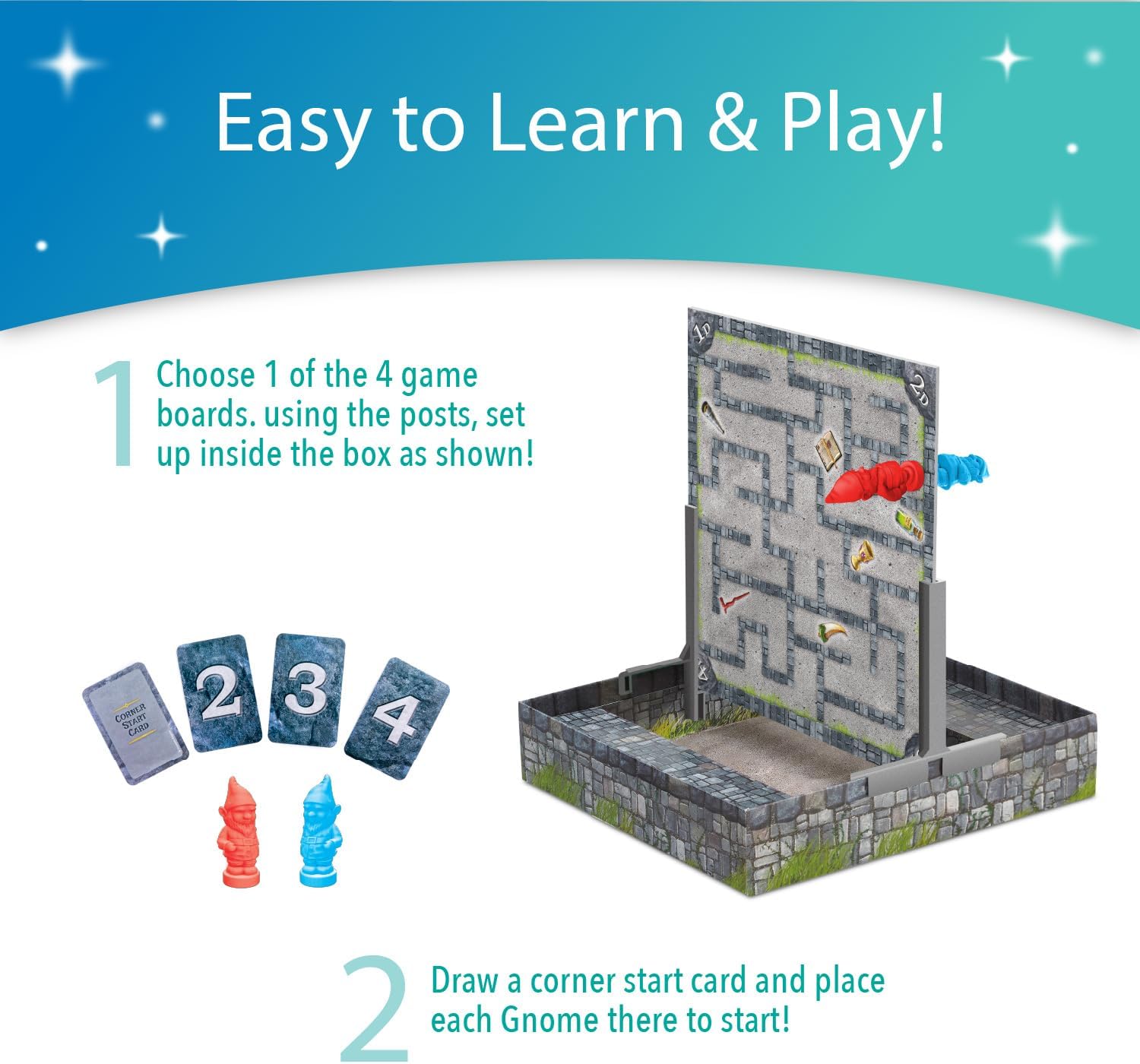 Gnomes at Night a Cooperative Maze Board Games for Kids Ages 6+ 2 to 4 Players