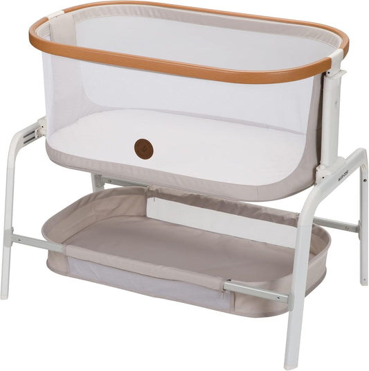 Iora Bedside Bassinet, Horizon Sand & Iora Bedsheets 2Pk – White
