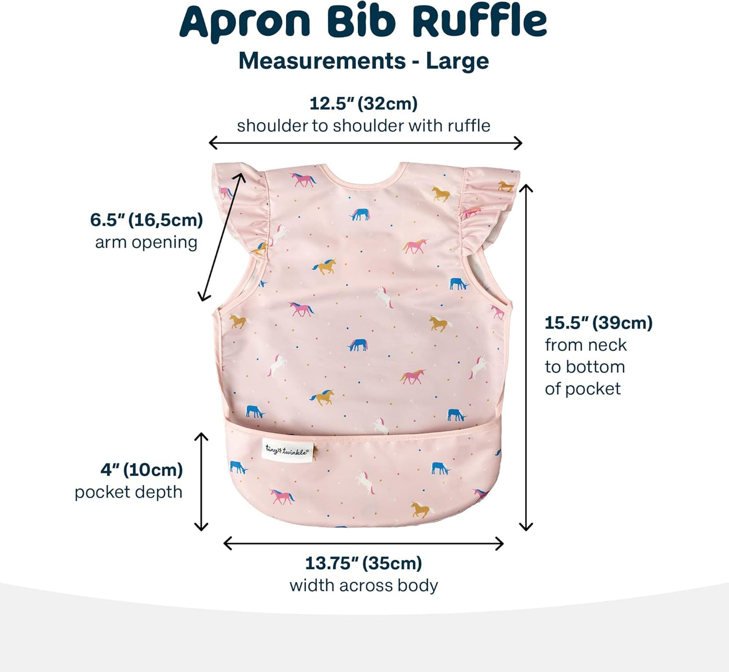 Mess Proof Baby Bib Waterproof Toddler and Baby Apron Bib Machine Washable Unicorn Confetti