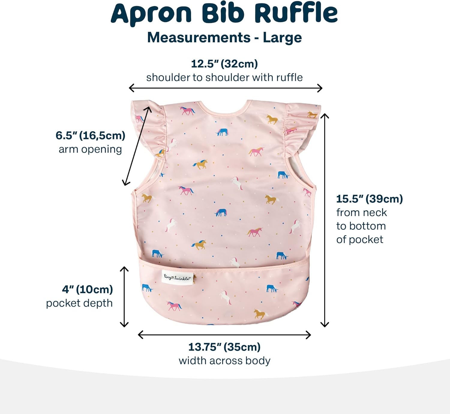Mess Proof Baby Bib Waterproof Toddler and Baby Apron Bib Machine Washable Unicorn Confetti
