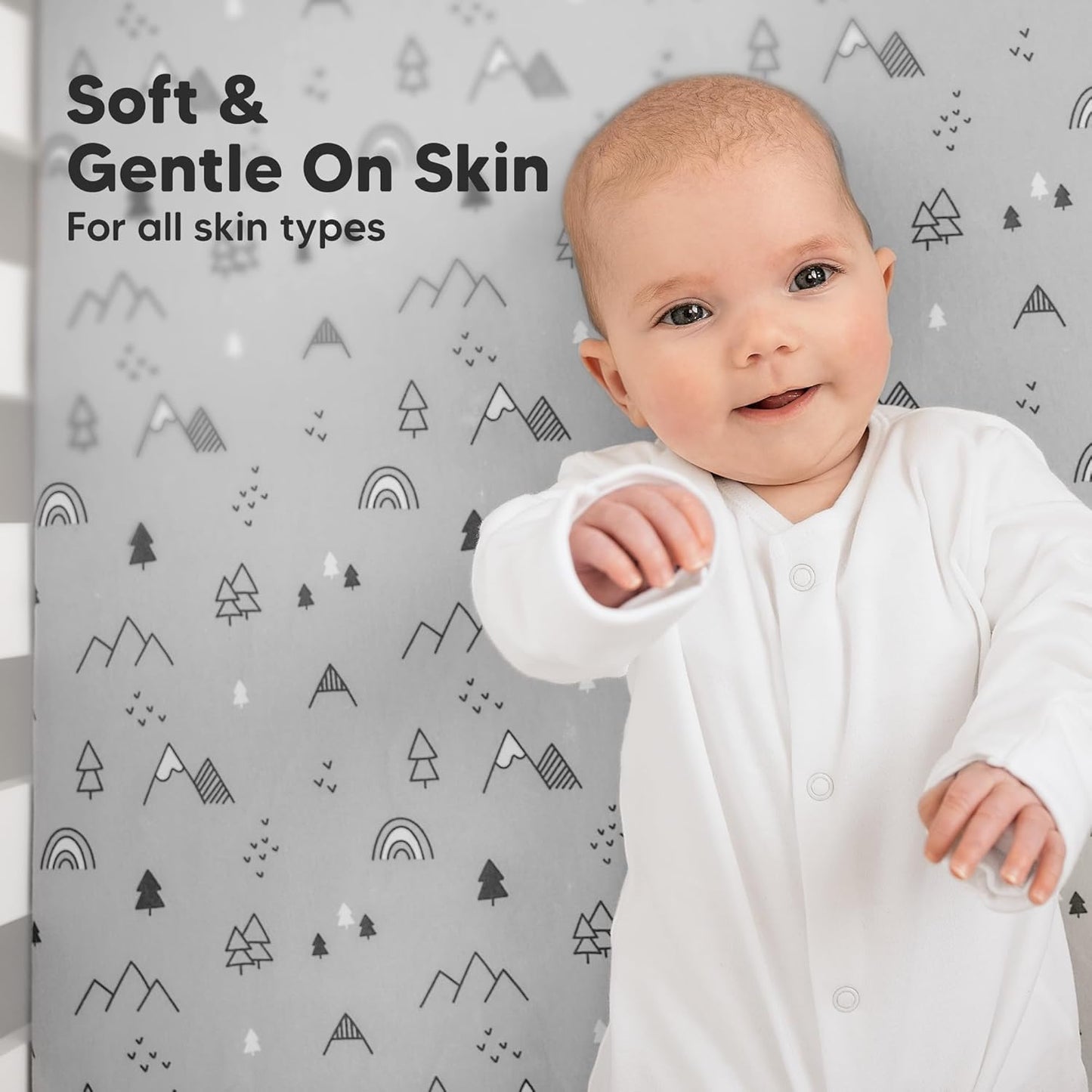 2-Pack Organic Crib Sheets for Boys, Girls - Fitted Crib Mattress Sheet Neutral, Breathable Jersey Cotton Cover for Baby Bed, Toddler Mattress, Soft & Cute Prints (Woodland)