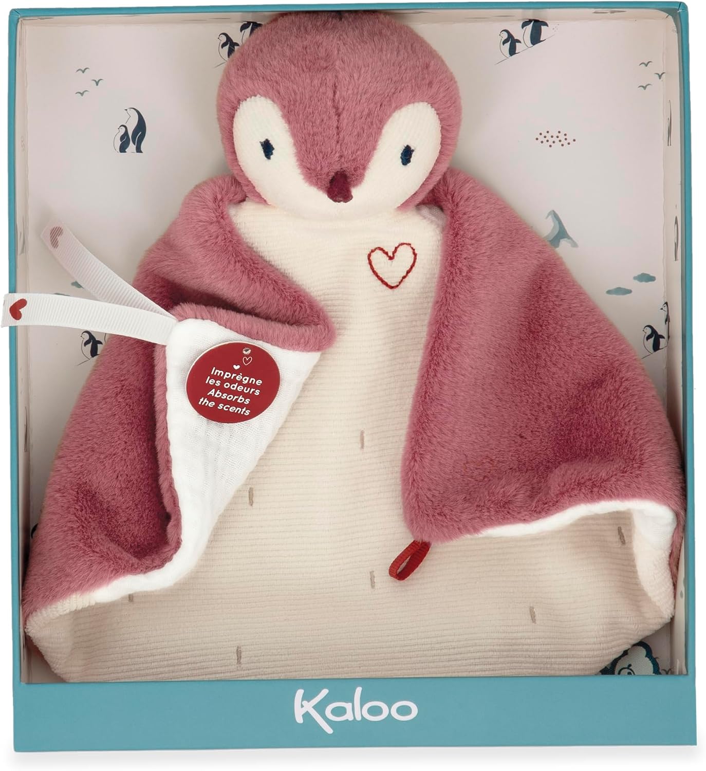 - Doudou - Penguin Pink Comforter - Soft Polyester and Micro-Velvet Baby Blankie in a Pretty Gift Box - Multi-Material with Ultra Fluffy Stomach - Early Development Toy - from Birth - K212007