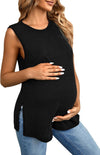 Women'S Maternity Casual Sleeveless round Neck Split Hem Pregnancy Tank Top