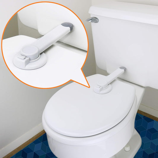 Baby Toilet Lock by  - 9" L X 4" W - Ideal Baby Proof Toilet Lidlock - No Tools Needed Easy Installation with 3M Adhesive - Top Safety Toilet Seat Lock - Fits Most Toilets - White (1 Pack)